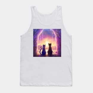 Adorable Two Cats Sunset Gaze Tank Top